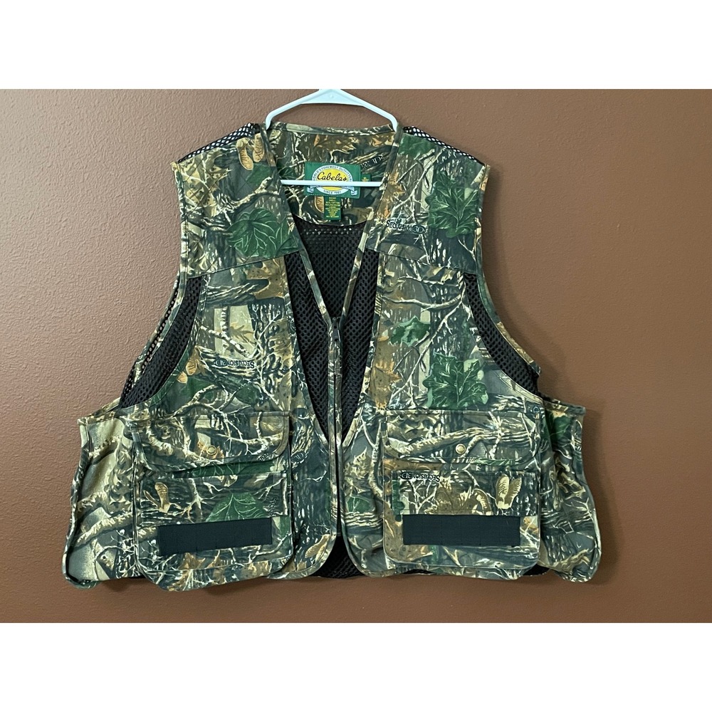 Cabelas Seclusion 3D Camo Hunting Vest Mens XL Mesh Game Bag 941147 Green Brown